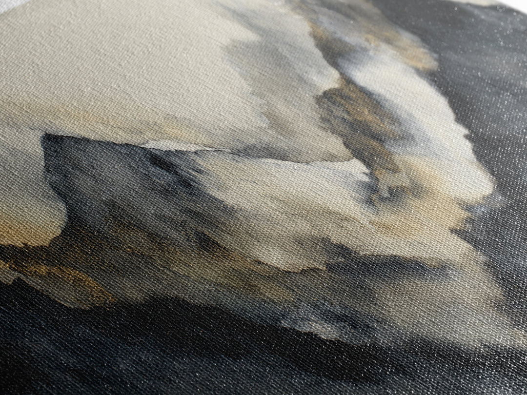 Ink Wash Mountain Symbolizing Stability Framed Canvas Print, Law Office Art, Lawyer Gift, Office Decor, Watercolor Art, Counsel, LOA-3x1-12