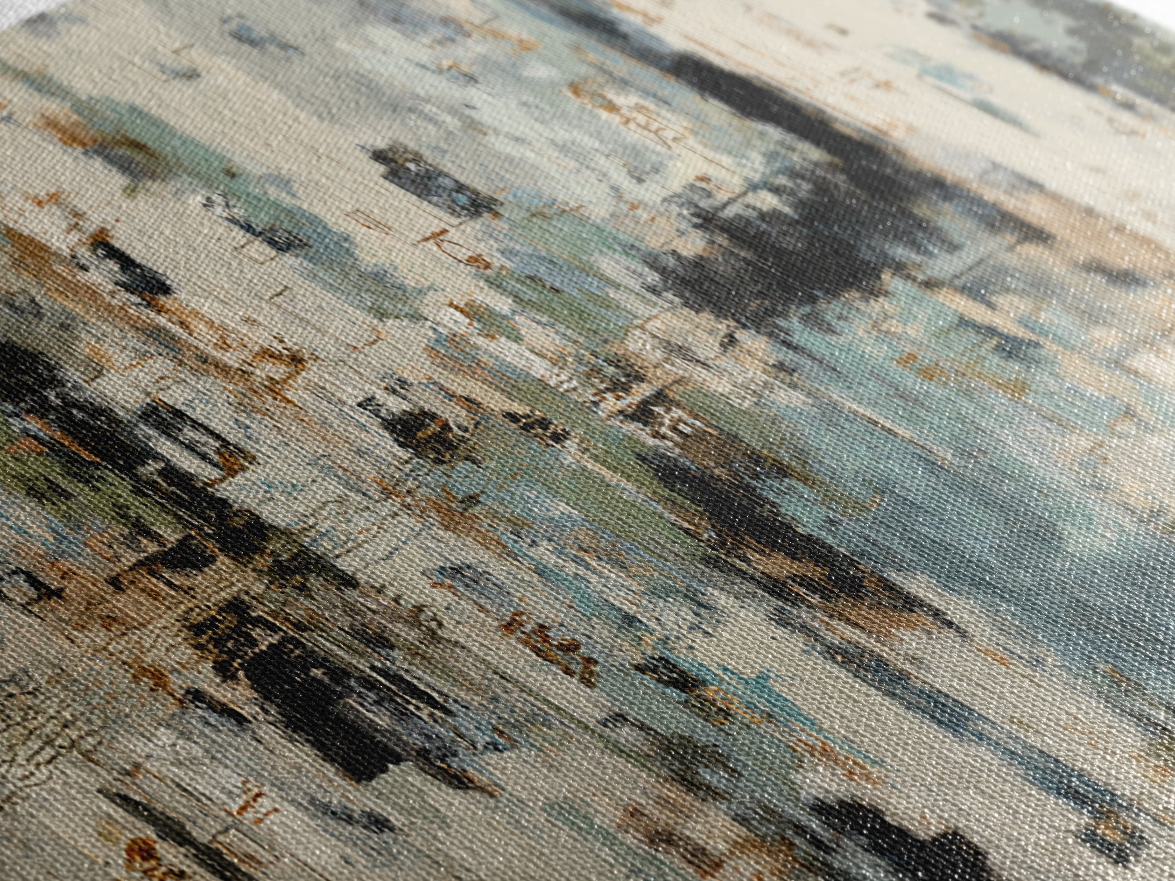 Deep Green and Walnut Toned Abstract Canvas Print, Law Office Art, Digital Prints, Office Decor, Counsel, Gifts for Lawyers, LOA-3x1-13