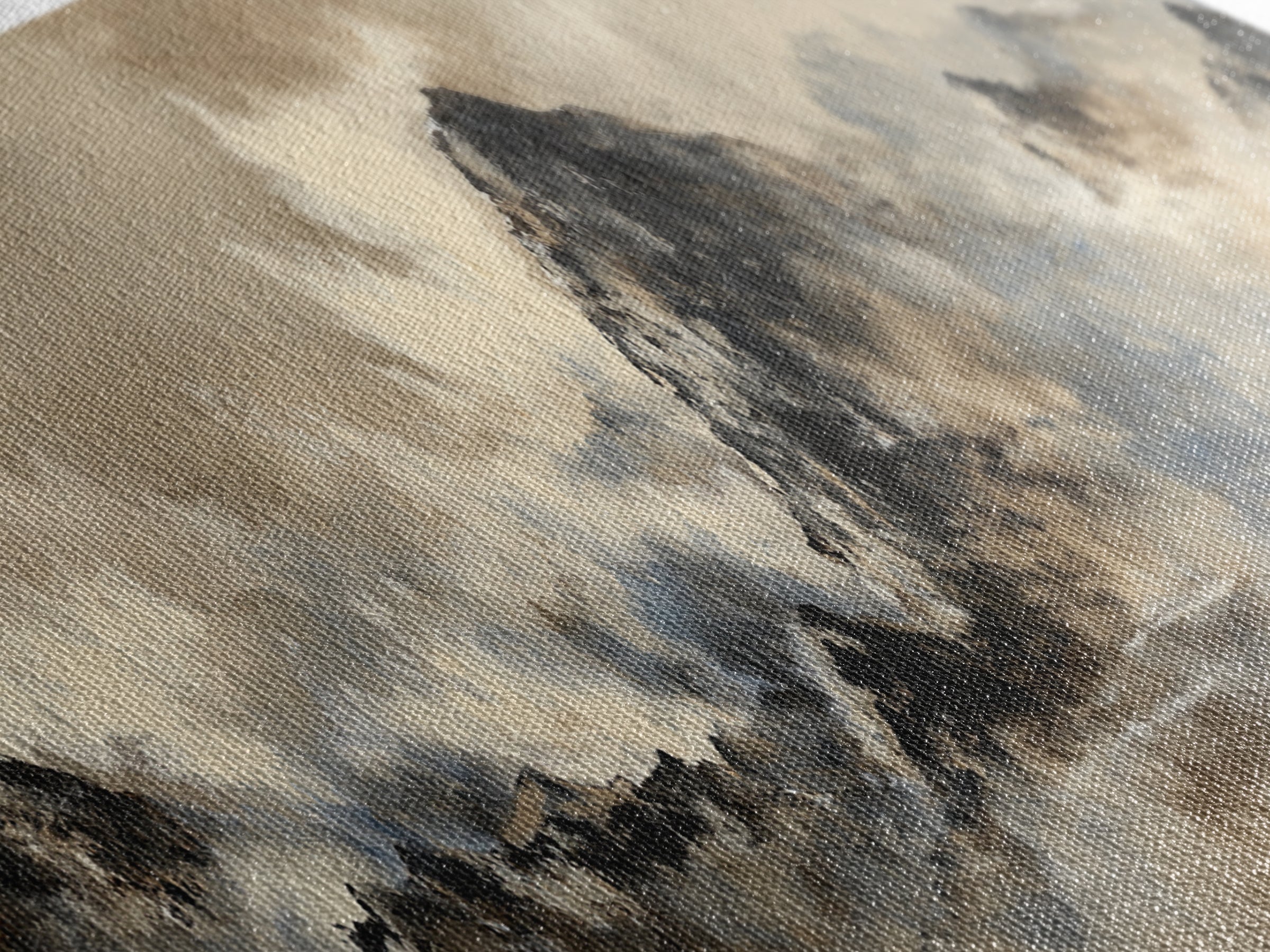 Ink Wash Mountain Symbolizing Stability Framed Canvas Print, Law Office Art, Fine Art Print, Office Decor, Oil Painting, LOA-3x1-60