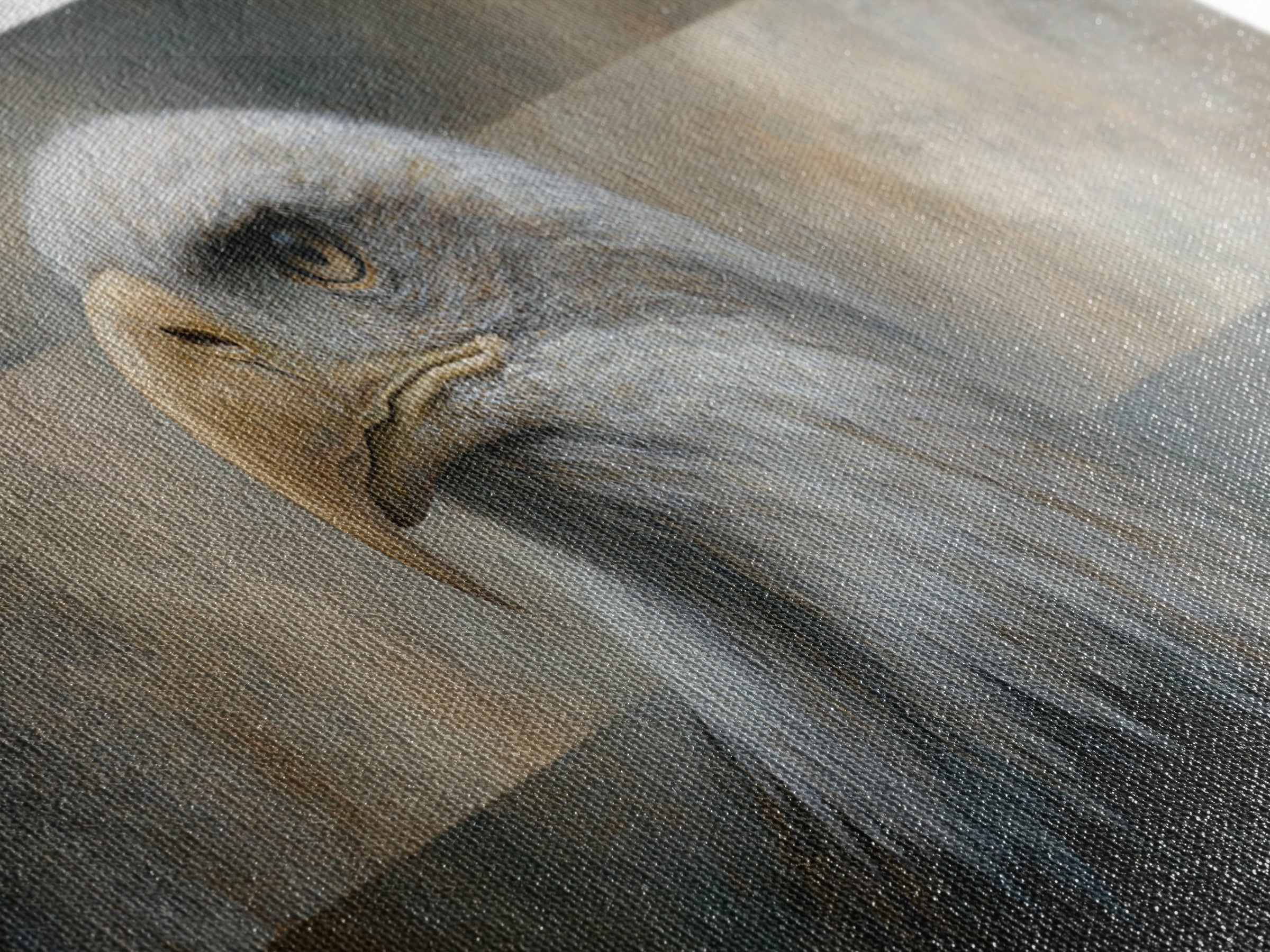Eagle Portrait with Solemn Presence Canvas Print, Law Office Art, Modern Decor, Office Decor, Oil Painting, Counsel, Wall Decor, LOA-3x1-70