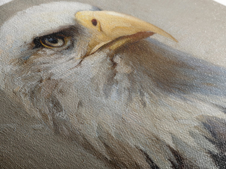 Eagle Portrait with Solemn Presence Canvas Print, Law Office Art, Metal Wall Decor, Office Decor, Counsel, Home Office Decor, LOA-3x2-34