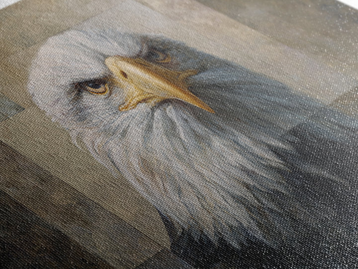 Eagle Portrait with Solemn Presence Canvas Print, Law Office Art, Metal Wall Decor, Office Decor, Counsel, Home Office Decor, LOA-3x2-58