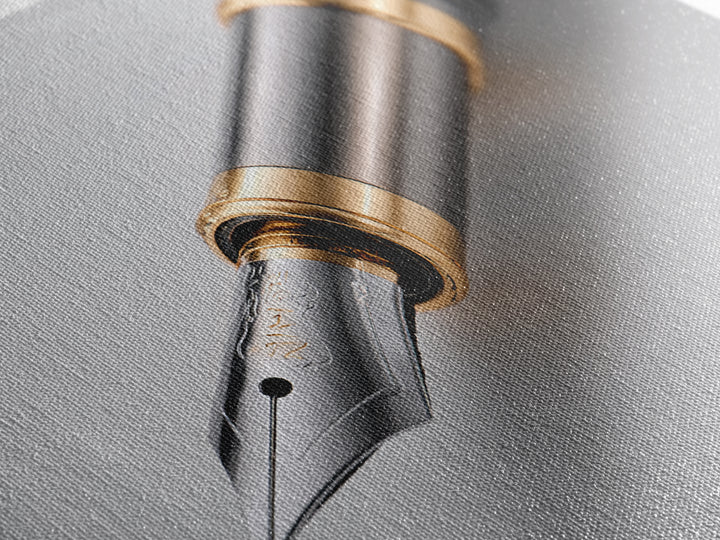 Fountain Pen Nib Closeup Framed Canvas Print, Law Office Art, Home Decor, Office Decor, Fine Art, Counsel, Minimalist Decor, LOA-3x2-99