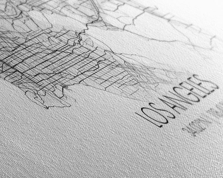 Panoramic Los Angeles City Map, California Art, Map Print, Minimalist Wall Art, Canvas Art, Housewarming Gift, Street Map Art, Closing Gift