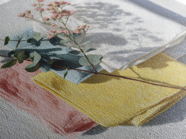 Sunlit White Towels and Eucalyptus Branch Canvas Print, Laundry Room Art, Farmhouse Decor, Living Room Decor, Clean, LRA-1x1-11