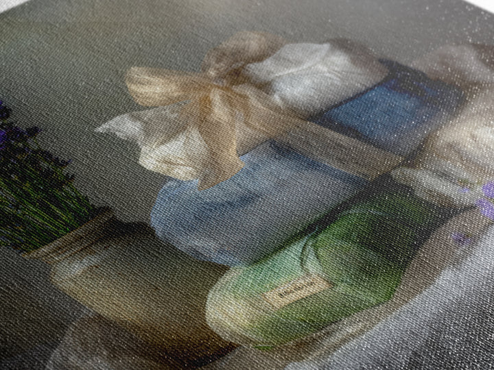 Lavender Sachet and Ribbon Still Life Framed Canvas Print, Laundry Room Art, Gallery Decor, Living Room Decor, Fine Art, Clean, LRA-1x1-41