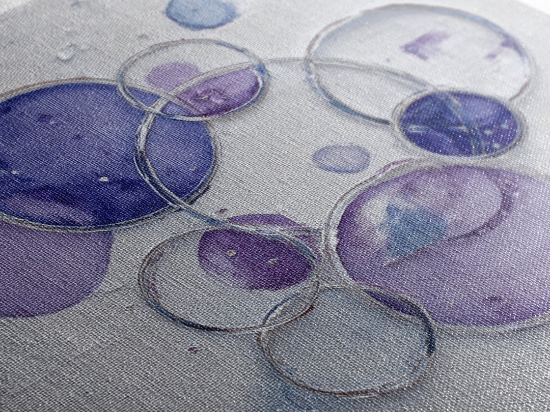 Soap Bubbles Rendered as Playful Abstract Circles Canvas Print, Laundry Room Art, Gallery Decor, Living Room Decor, Clean, LRA-1x1-78