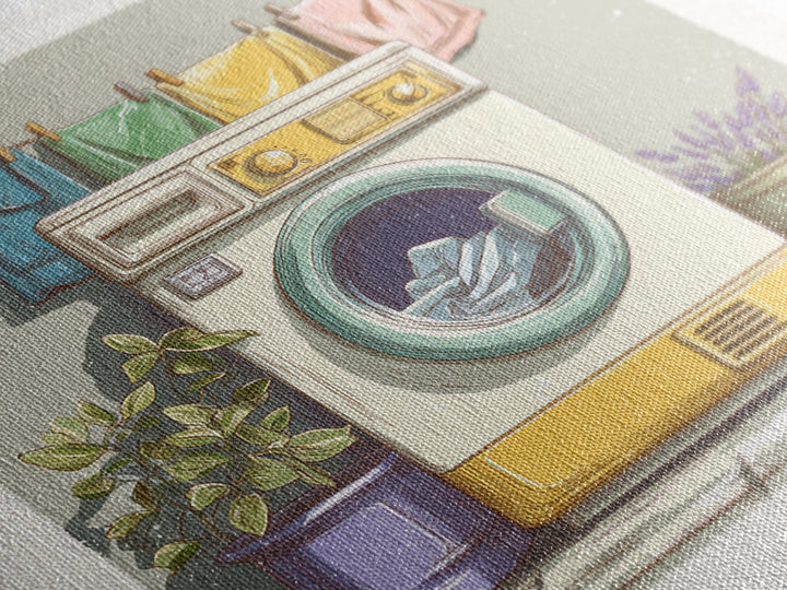 Washing Machine Icon Graphic Without Text Canvas Print, Laundry Room Art, Neutral Decor, Living Room Decor, Oil Painting, Clean, LRA-1x1-82