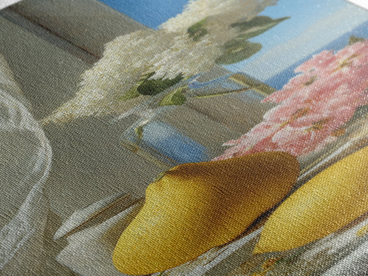 Lemon and Clean Linen Still Life Framed Canvas Print, Laundry Room Art, Wall Decor, Living Room Decor, Fine Art, Clean, LRA-1x3-15