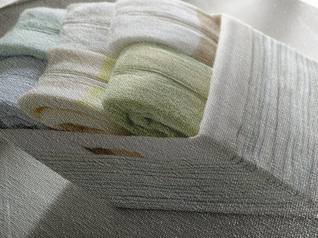 Basket of Folded Towels Framed Canvas Print, Laundry Room Art, Art Print, Living Room Decor, Fine Art, Clean, Artwork, LRA-2x1-10