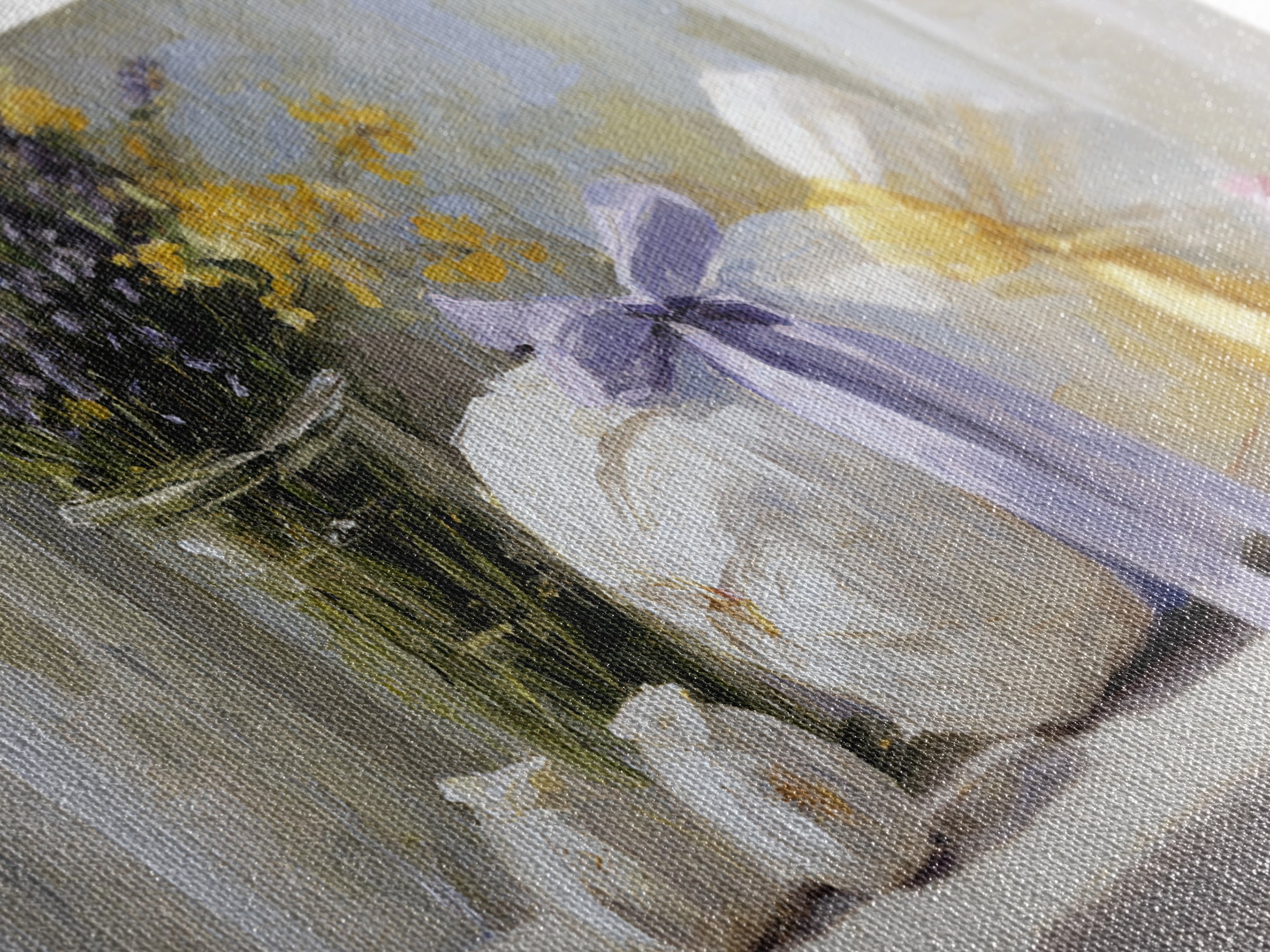 Lavender Sachet and Ribbon Still Life Canvas Print, Laundry Room Art, Printable Wall Art, Living Room Decor, Fine Art, Clean, LRA-2x1-61