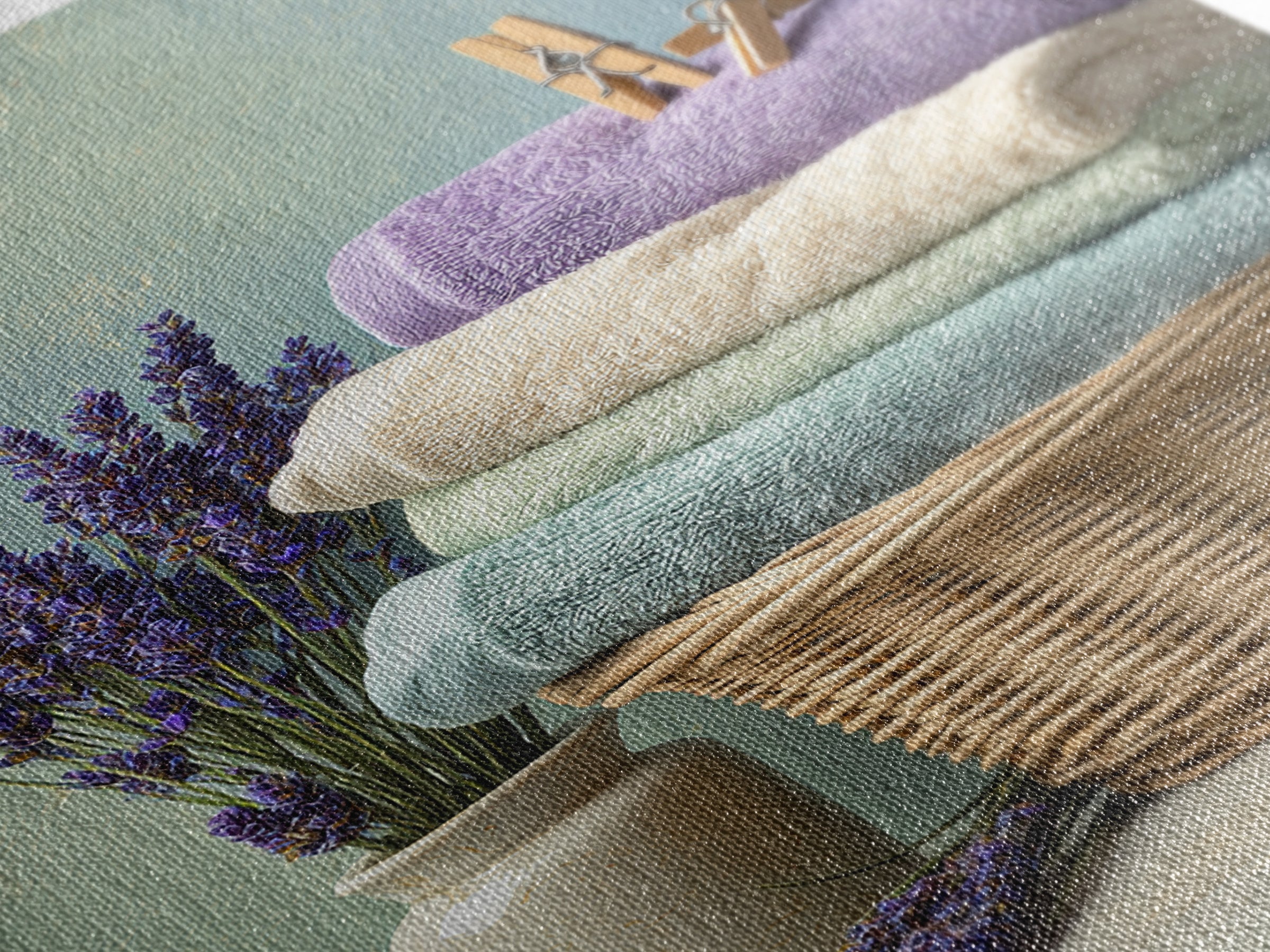 Basket of Folded Towels Framed Canvas Print, Laundry Room Art, Textured Painting, Living Room Decor, Fine Art, Clean, LRA-2x3-22