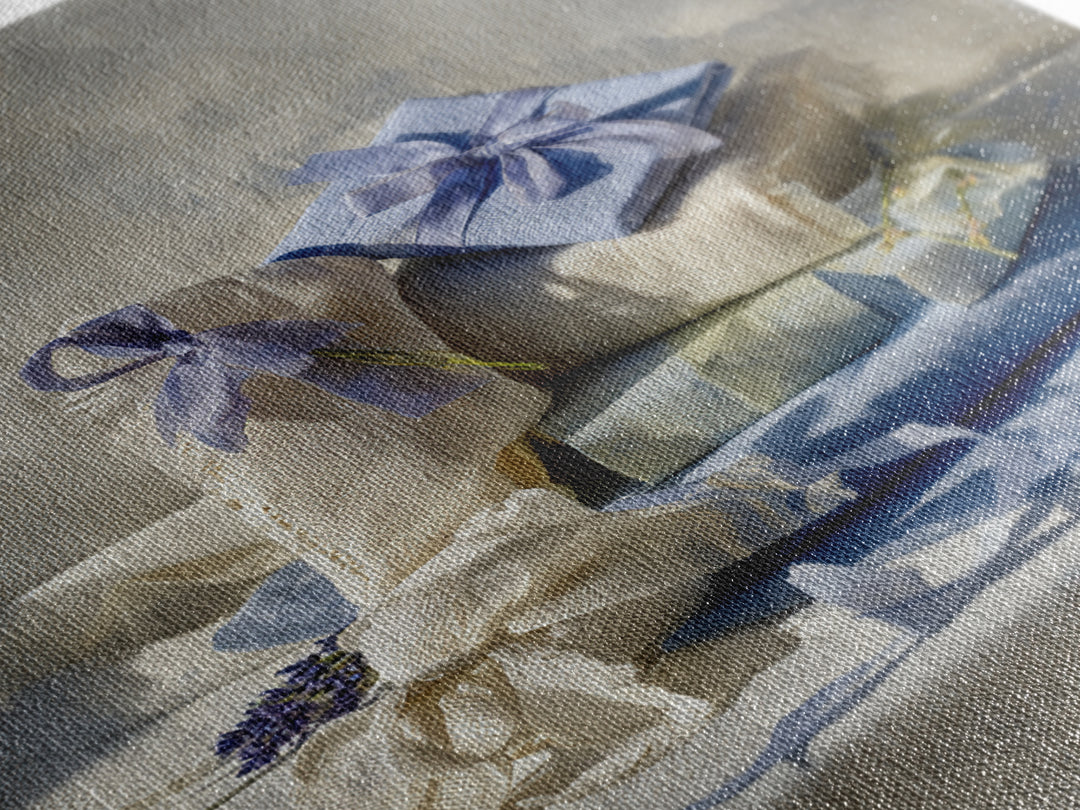 Lavender Sachet and Ribbon Still Life Framed Canvas Print, Laundry Room Art, Home Decor, Living Room Decor, Fine Art, Clean, LRA-2x3-25