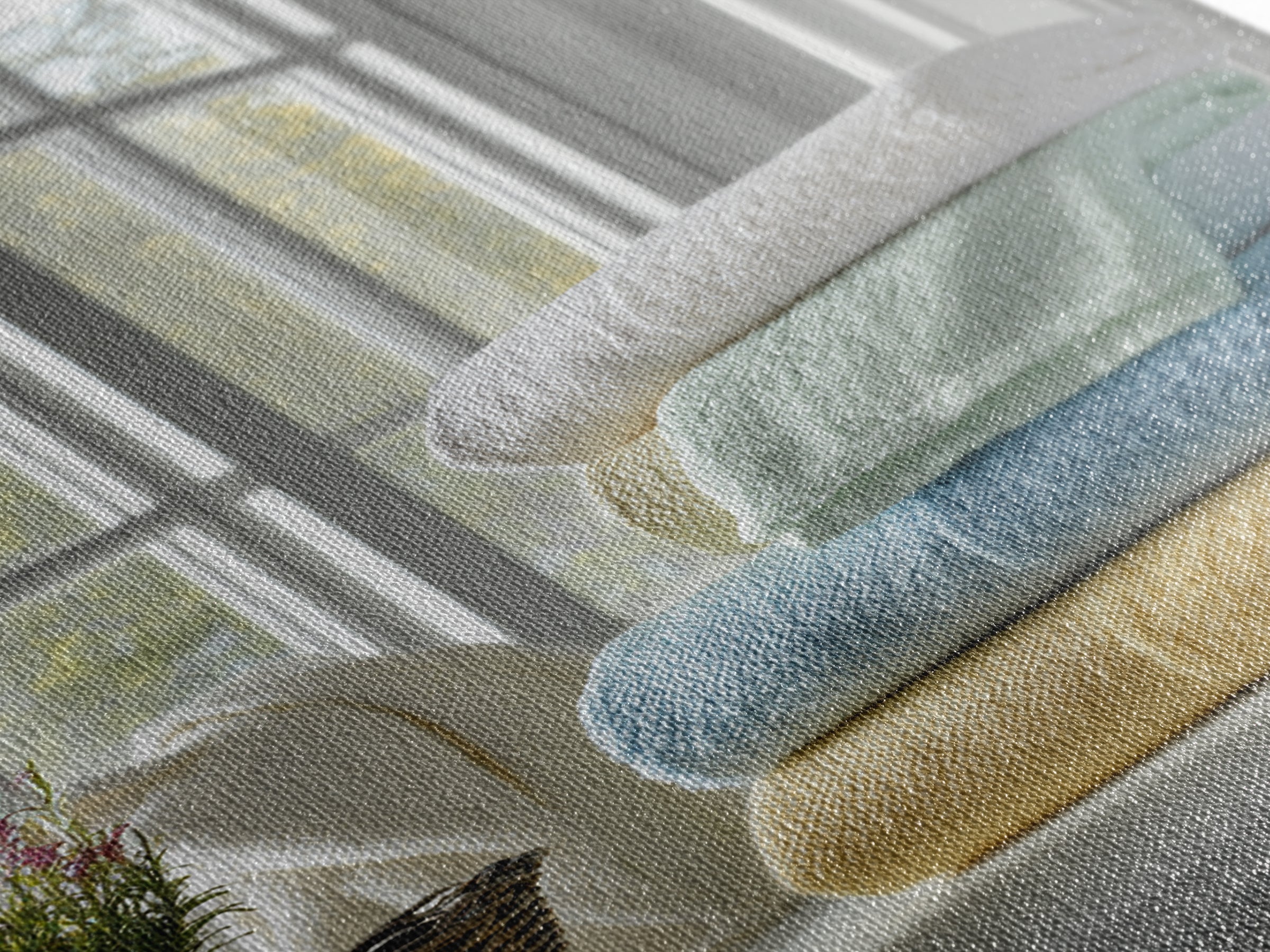 Basket of Folded Towels Framed Canvas Print, Laundry Room Art, Textured Painting, Living Room Decor, Fine Art, Clean, LRA-2x3-46