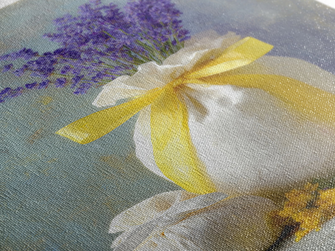 Lavender Sachet and Ribbon Still Life Canvas Print, Laundry Room Art, Digital Wall Art, Living Room Decor, Fine Art, Clean, LRA-2x3-49