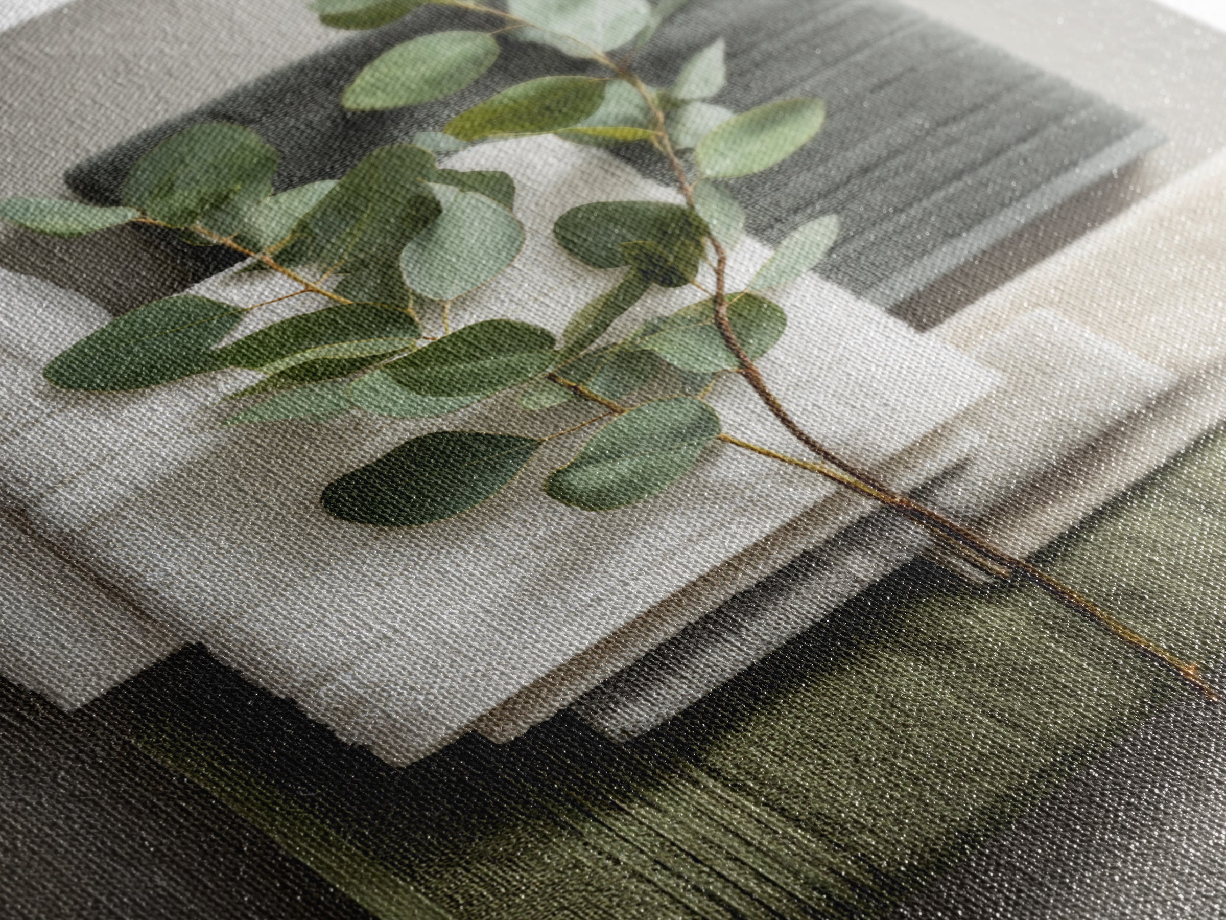 Sunlit White Towels and Eucalyptus Branch Canvas Print, Laundry Room Art, Oil Painting, Living Room Decor, Fine Art, Clean, LRA-2x3-67