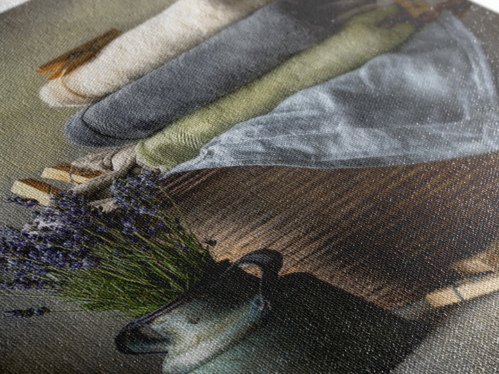 Basket of Folded Towels Canvas Print, Laundry Room Art, Painting, Living Room Decor, Fine Art, Clean, Wall Art Print, LRA-2x3-70