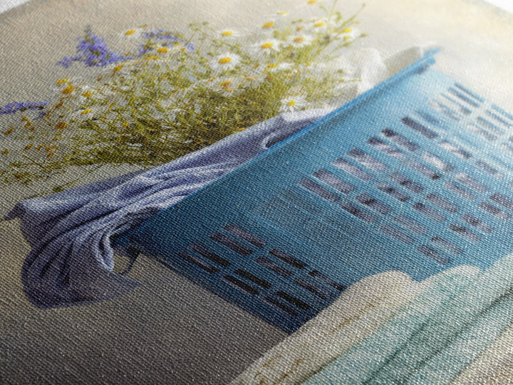 Blue Laundry Basket Framed Canvas Print, Laundry Room Art, Wall Art Print, Living Room Decor, Oil Painting, Clean, LRA-2x3-85