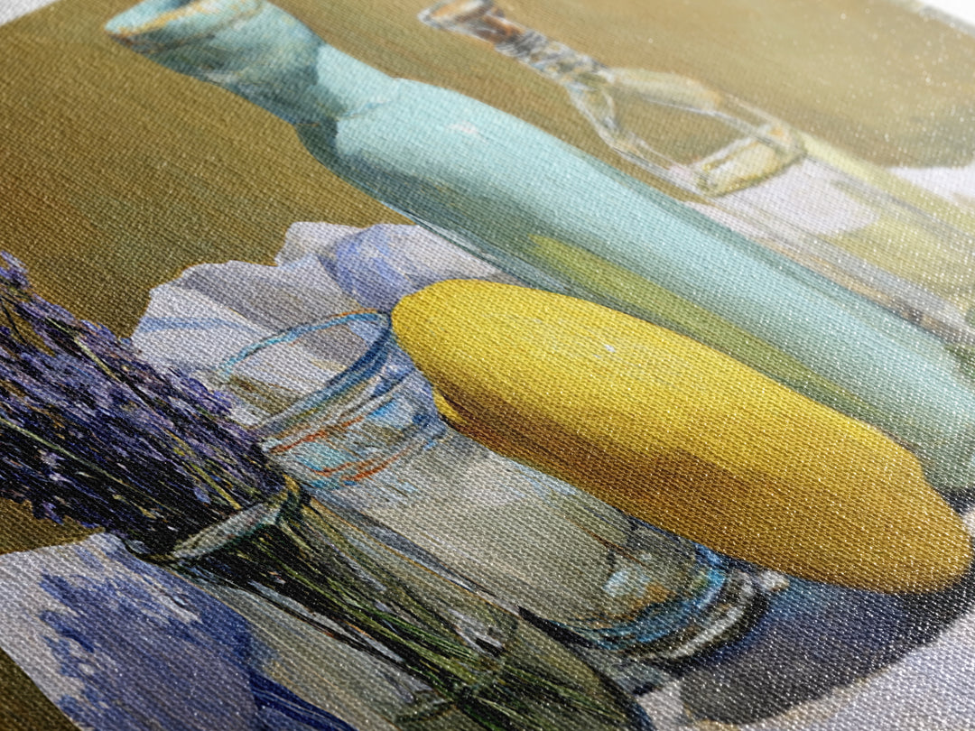 Lemon and Clean Linen Still Life Canvas Print, Laundry Room Art, Statement Artwork, Living Room Decor, Abstract Art, Clean, LRA-3x1-19