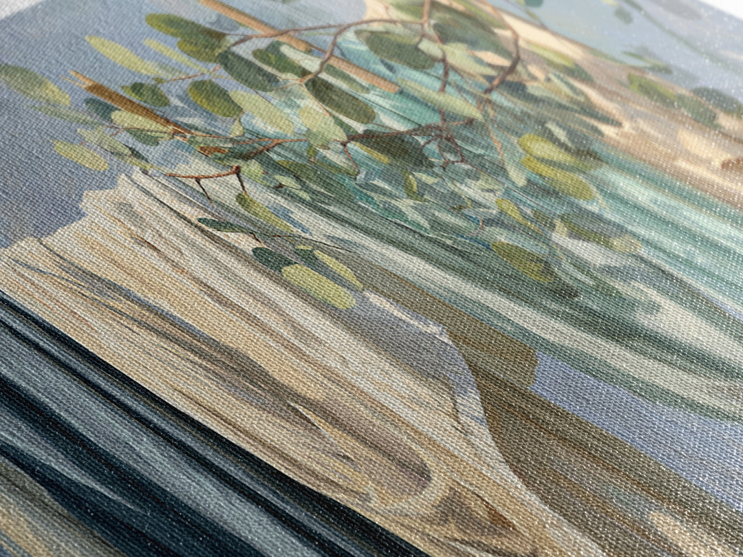 Sunlit White Towels and Eucalyptus Branch Canvas Print, Laundry Room Art, Printable Wall Art, Living Room Decor, Clean, LRA-3x1-51