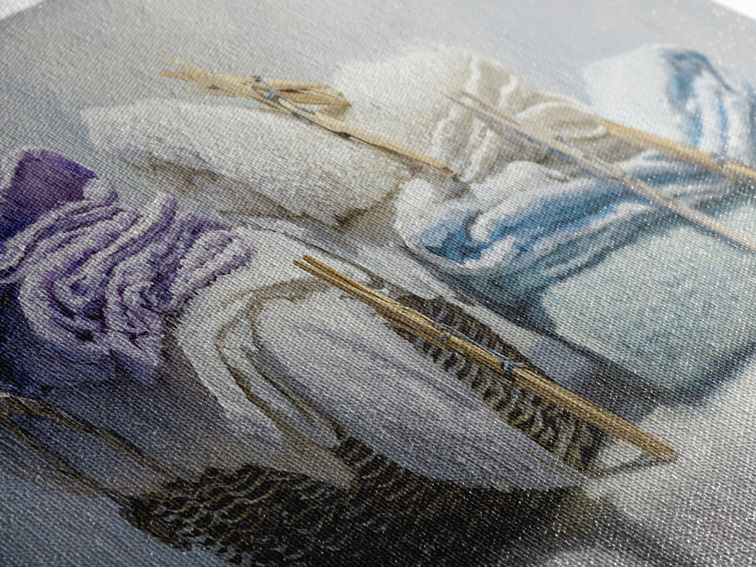 Basket of Folded Towels Canvas Print, Laundry Room Art, Painting, Living Room Decor, Fine Art, Clean, Wall Art Print, LRA-3x1-78
