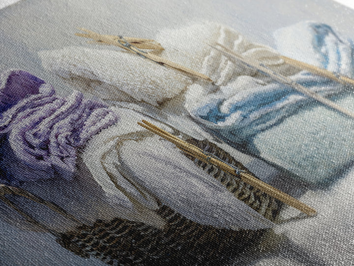 Basket of Folded Towels Canvas Print, Laundry Room Art, Painting, Living Room Decor, Fine Art, Clean, Wall Art Print, LRA-3x1-78