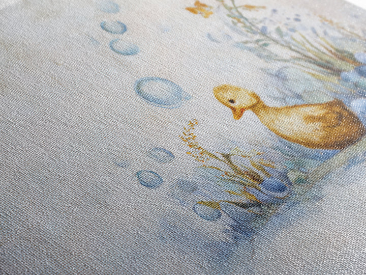 Duck and Bubbles Whimsical Watercolor Framed Canvas Print, Laundry Room Art, Downloadable Art, Living Room Decor, Clean, LRA-3x2-19