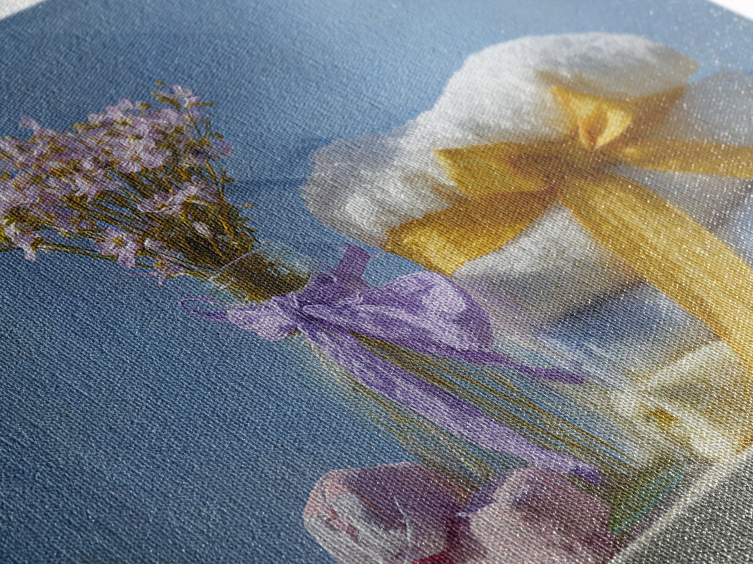 Lavender Sachet and Ribbon Still Life Canvas Print, Laundry Room Art, Farmhouse Wall Decor, Living Room Decor, Fine Art, Clean, LRA-3x2-21