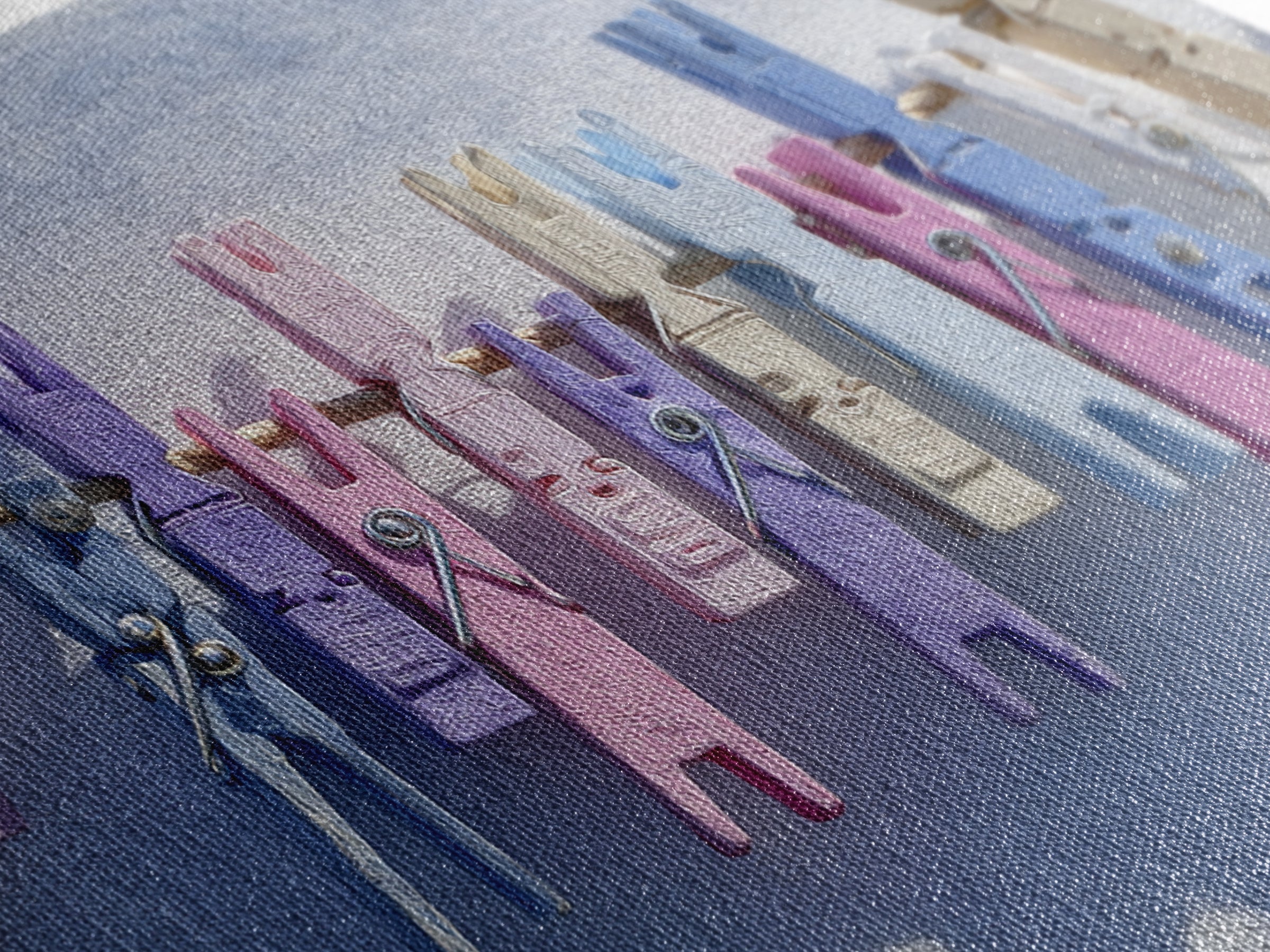 Cheerful Clothespins Arranged as Pattern Canvas Print, Laundry Room Art, Farmhouse Wall Decor, Living Room Decor, Clean, LRA-3x2-32