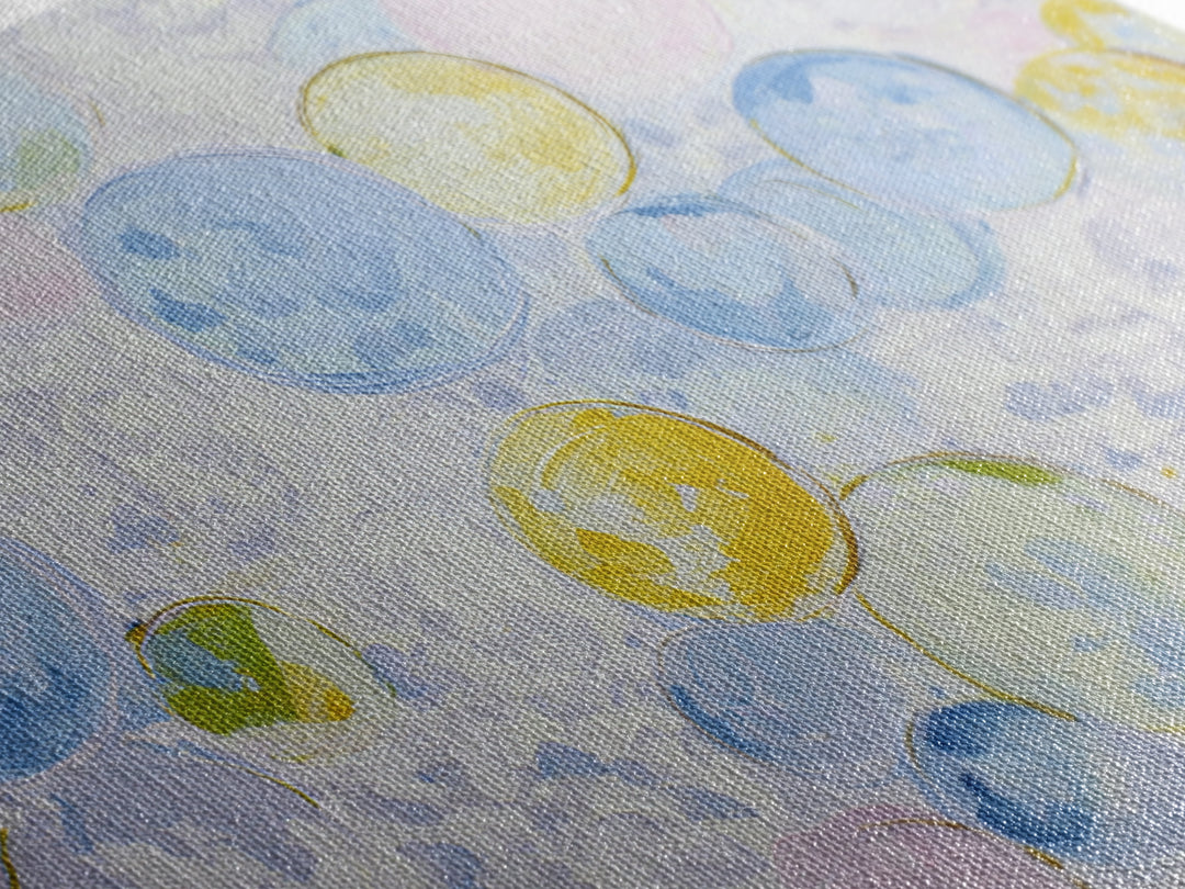 Soap Bubbles Rendered as Playful Abstract Circles Canvas Print, Laundry Room Art, Farmhouse Wall Decor, Living Room Decor, LRA-3x2-34