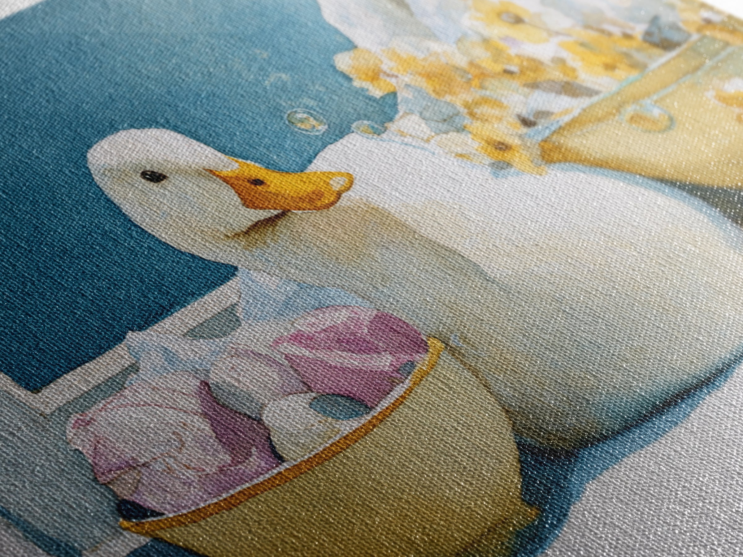 Duck and Bubbles Whimsical Watercolor Canvas Print, Laundry Room Art, Digital Art Print, Living Room Decor, Abstract Art, Clean, LRA-3x2-43