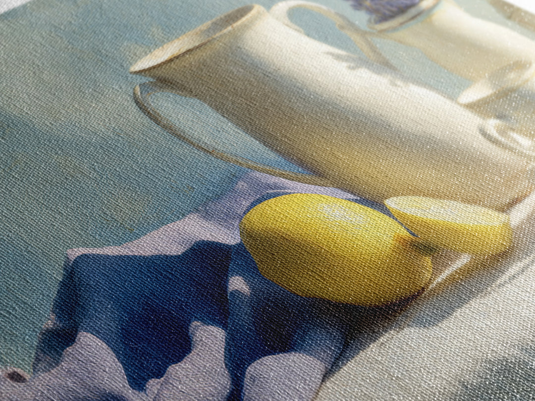 Lemon and Clean Linen Still Life Framed Canvas Print, Laundry Room Art, Wall Decor, Living Room Decor, Fine Art, Clean, LRA-3x2-7