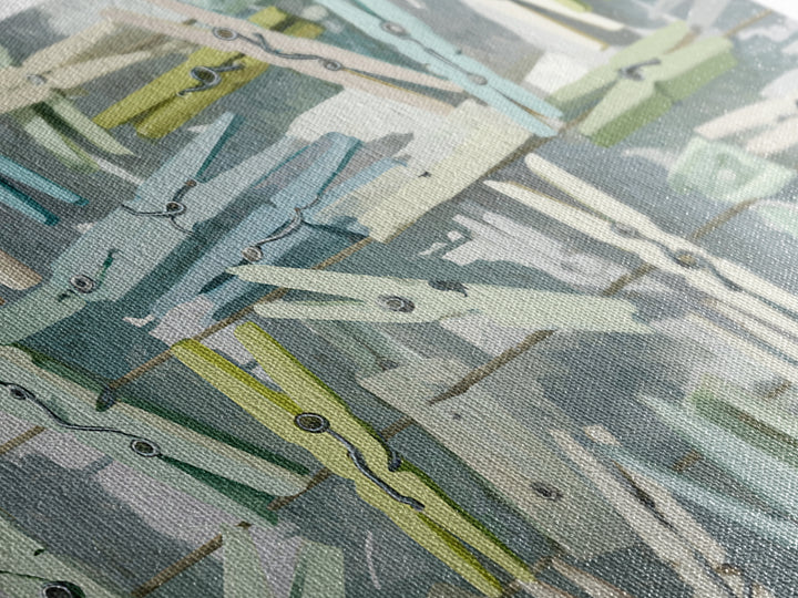 Cheerful Clothespins Arranged as Pattern Framed Canvas Print, Laundry Room Art, Farmhouse Decor, Living Room Decor, LRA-3x2-8