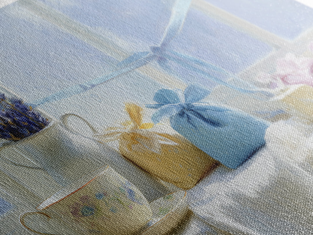 Lavender Sachet and Ribbon Still Life Canvas Print, Laundry Room Art, Digital Art Print, Living Room Decor, Fine Art, Clean, LRA-3x2-93