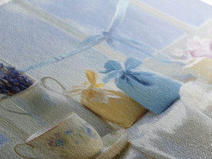Lavender Sachet and Ribbon Still Life Canvas Print, Laundry Room Art, Digital Art Print, Living Room Decor, Fine Art, Clean, LRA-3x2-93