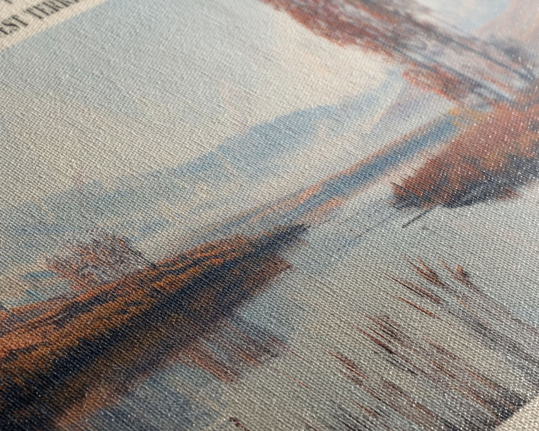 Blackwater Lake Framed Canvas Print, Lake House Decor, Panoramic Scenic View, Travel Poster, Minimalist Art, Lake Painting