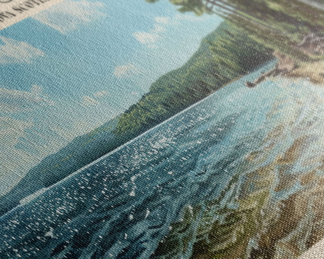 Bras d'Or Lake Framed Canvas Print, Panoramic Lake House Decor, Wall Art, Travel Poster, Rustic Lake Painting, Home Decor