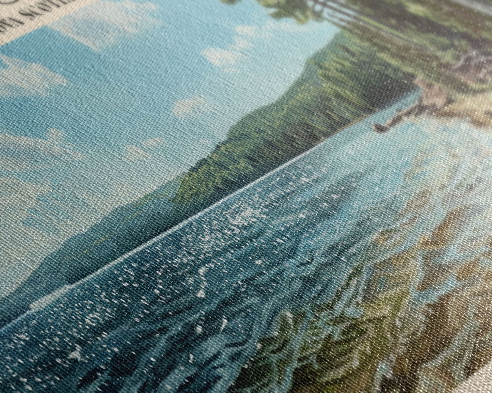 Bras d'Or Lake Framed Canvas Print, Panoramic Lake House Decor, Wall Art, Travel Poster, Rustic Lake Painting, Home Decor