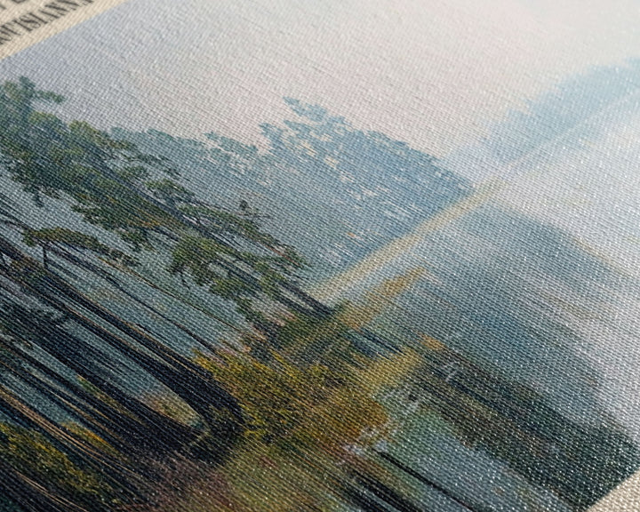 Calcasieu Lake Framed Canvas Print, Lake House Art, Panoramic Wall Art, Travel Poster, Minimalist Lake Painting, Home Decor