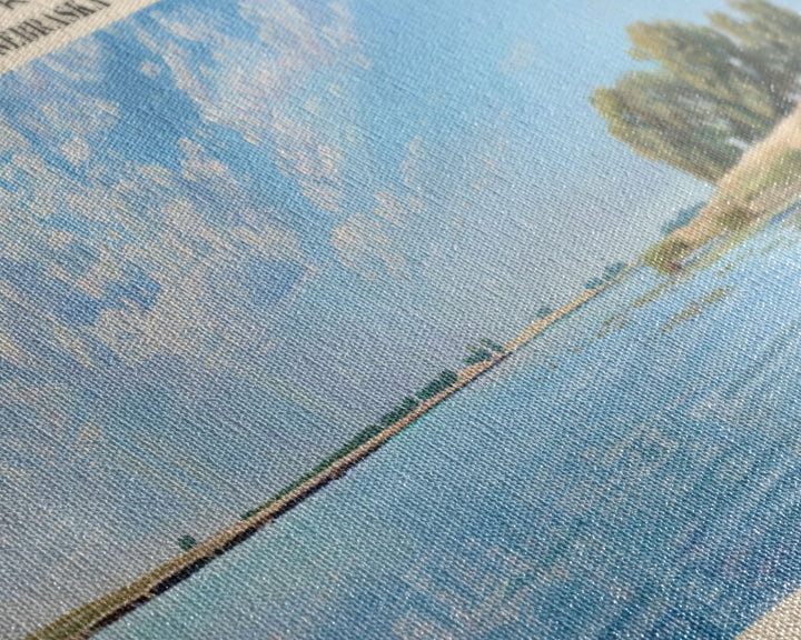 Carter Lake Nebraska Framed Canvas Print, Lake House Art, Panoramic Wall Art, Travel Poster, Modern Lake Painting, Home Decor