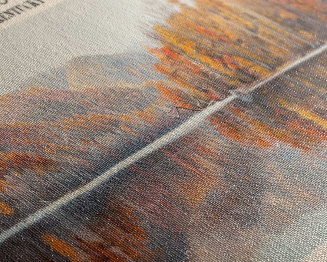 Cave Run Lake Kentucky Framed Canvas Print, Lake House Decor, Panoramic Wide Art, Travel Poster, Rustic Lake Painting, Nature Art