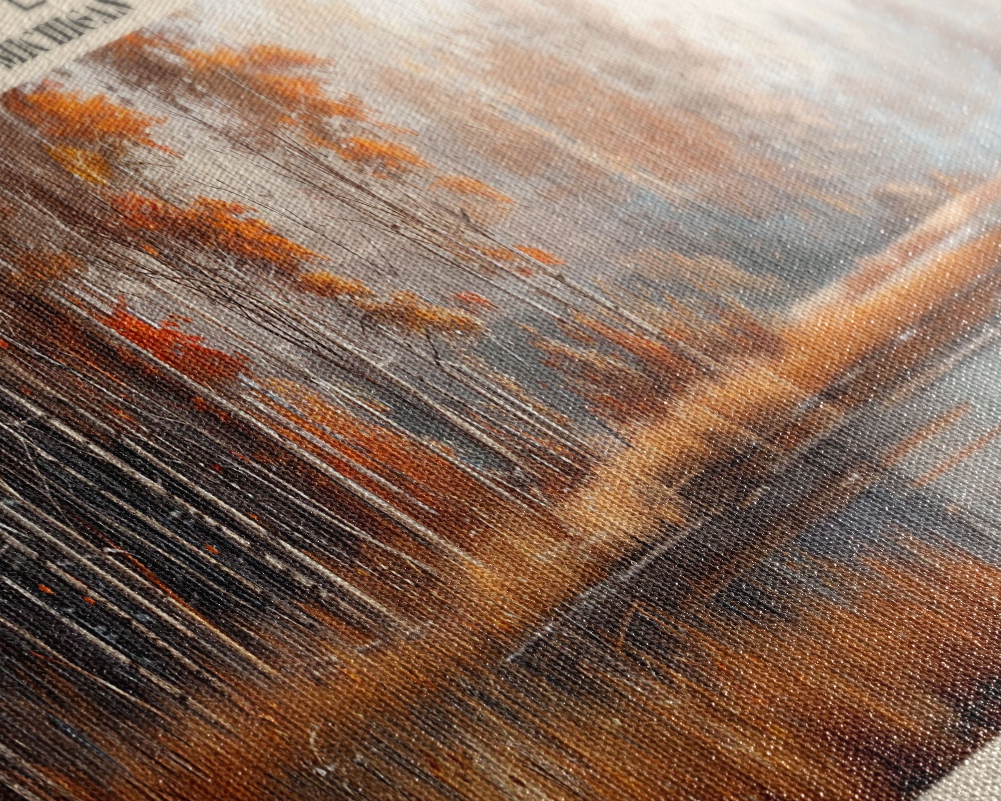 Elk Lake Michigan Framed Canvas Print, Lake House Art, Panoramic Wall Art, Travel Poster, Minimalist Lake Painting, Home Decor