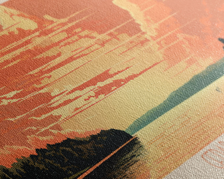 Cedar Creek Lake Kentucky Framed Canvas Print, Midcentury Modern Panoramic Wall Art, Living Room Decor, Pop Art, Travel Poster Art, Scenic Nature Painting, Lake House Decor