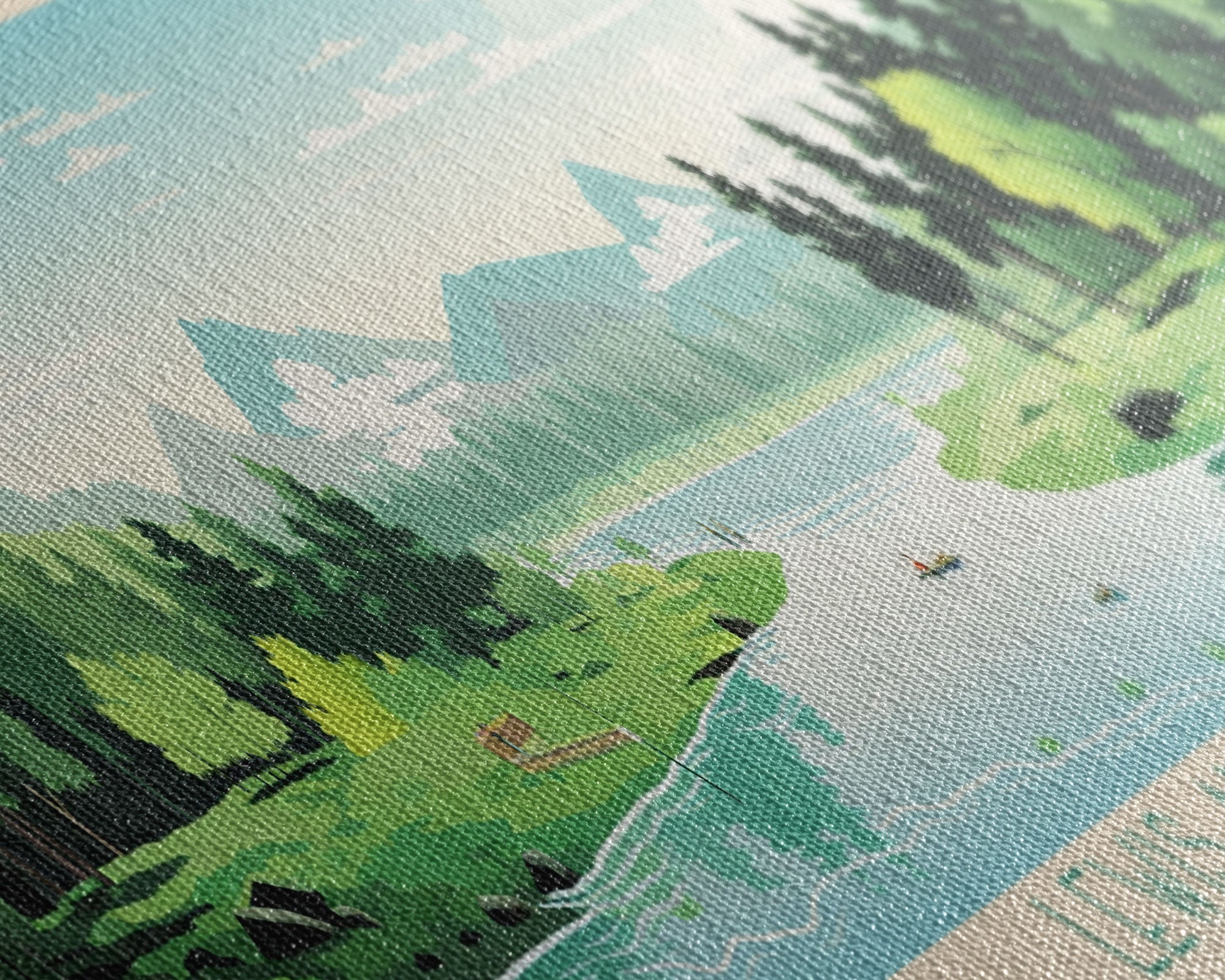 Lewis and Clark Lake, Nebraska Panoramic Wall Art Framed Canvas Print, Midcentury Modern, Pop Art, Home Decor, Travel Poster, Bedroom Art