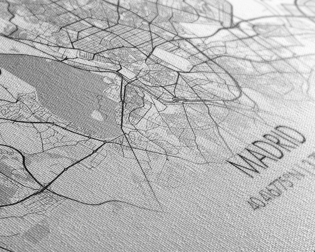 Madrid City Map, Spain Map, Map Art, Modern Art, Wall Art, Canvas Art, Europe Wall Art, Girl Room Décor, Mens Gift, Preppy Wall Art, Office