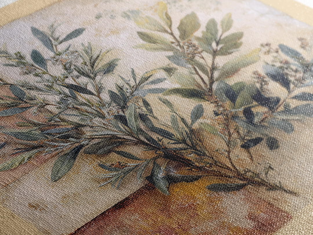 Wild Herbs Rosemary and Thyme Botanical Study Canvas Print, Mediterranean Art, Printable Wall Art, Living Room Decor, Azure, MAR-1x1-48
