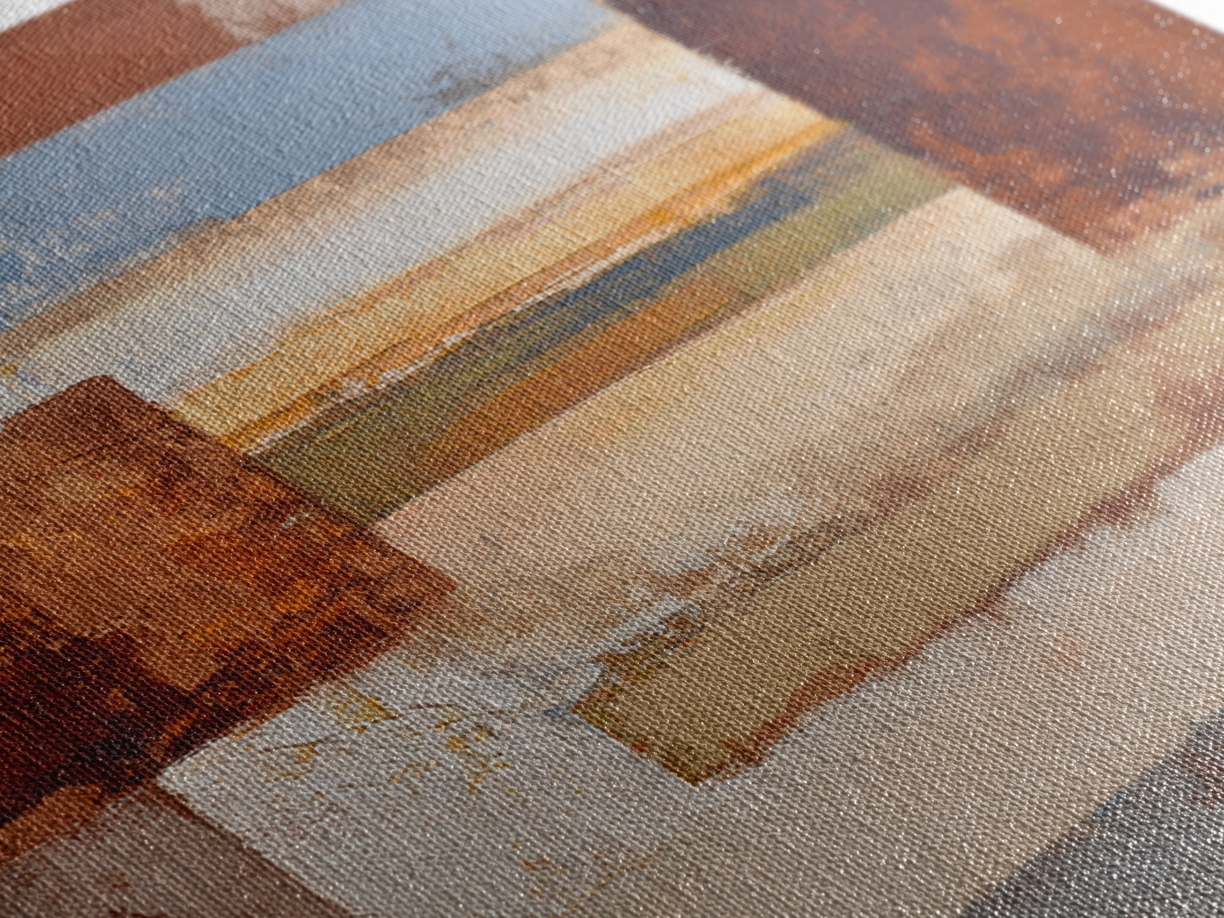 Warm Terra Cotta Abstract Landscape Framed Canvas Print, Mediterranean Art, Coastal Art, Living Room Decor, Fine Art, Azure, MAR-1x1-62