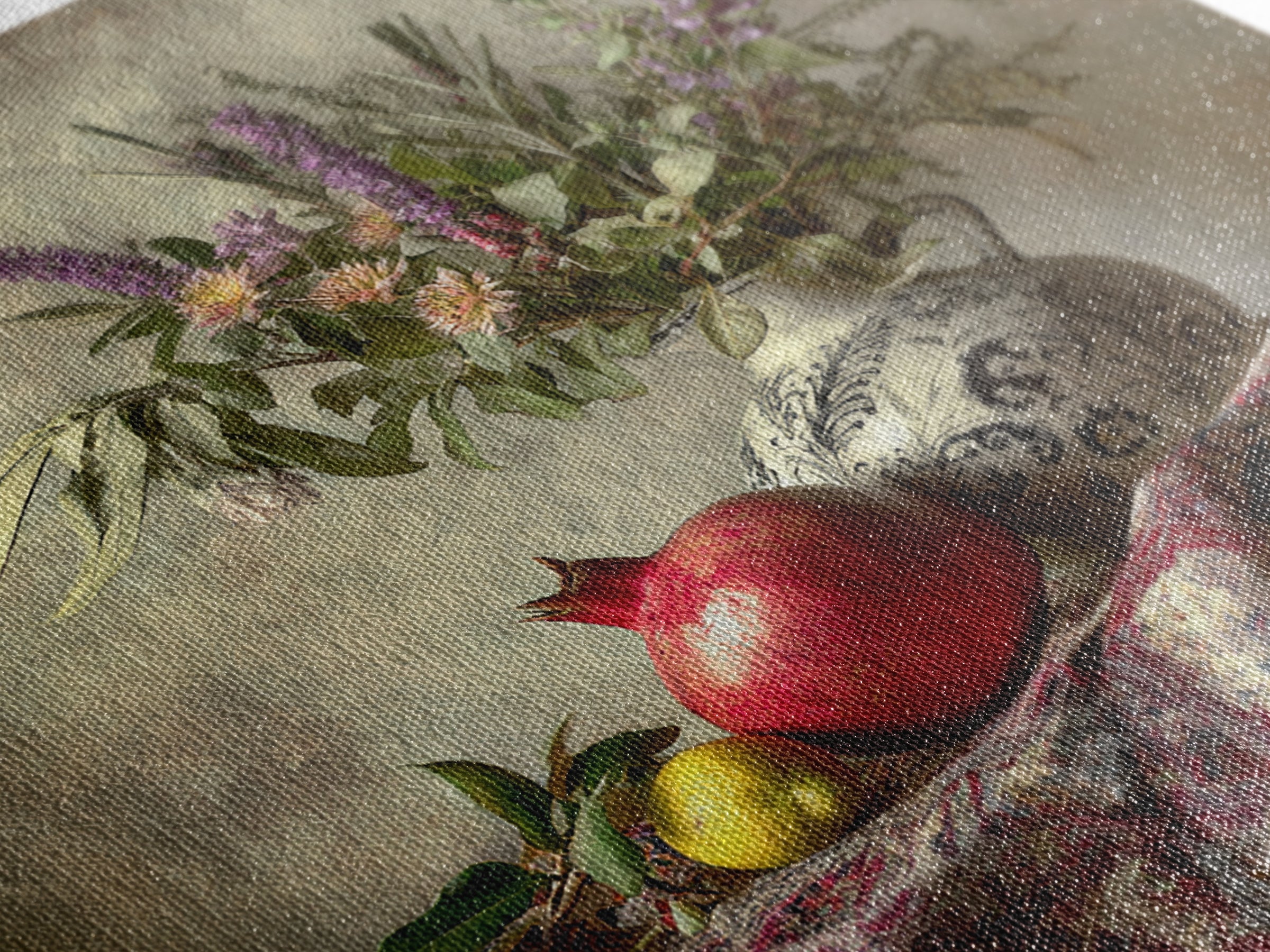 Pomegranate Still Life Framed Canvas Print, Mediterranean Art, Living Room Art, Living Room Decor, Fine Art, Azure, MAR-1x1-67