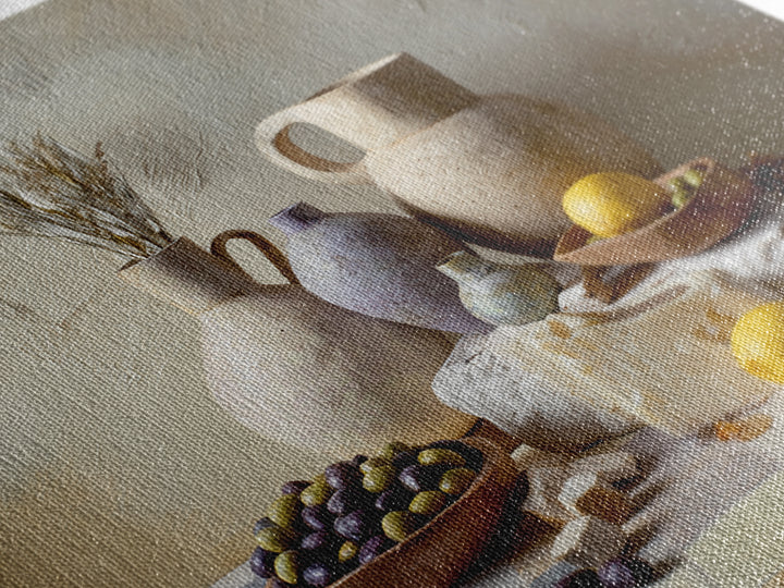 Figs Olives and Cheese Still Life Framed Canvas Print, Mediterranean Art, Printable Art, Living Room Decor, Fine Art, Azure, MAR-1x1-8