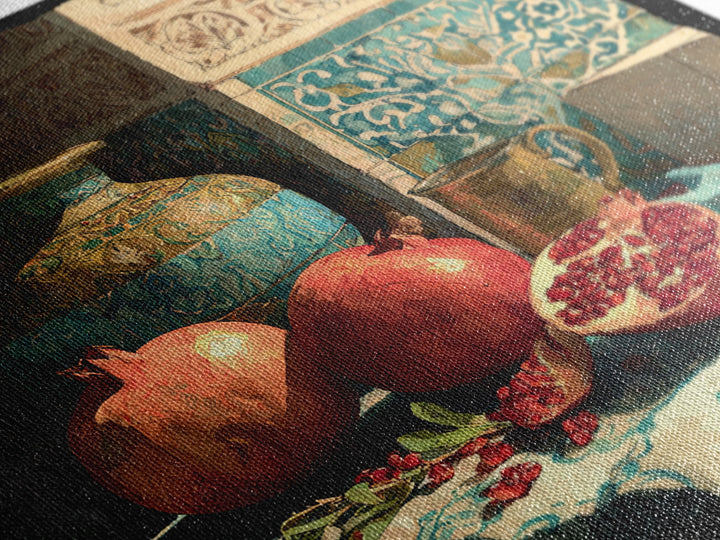 Pomegranate Still Life Canvas Print, Mediterranean Art, Fine Art Print, Living Room Decor, Fine Art, Azure, Original Painting, MAR-1x1-91